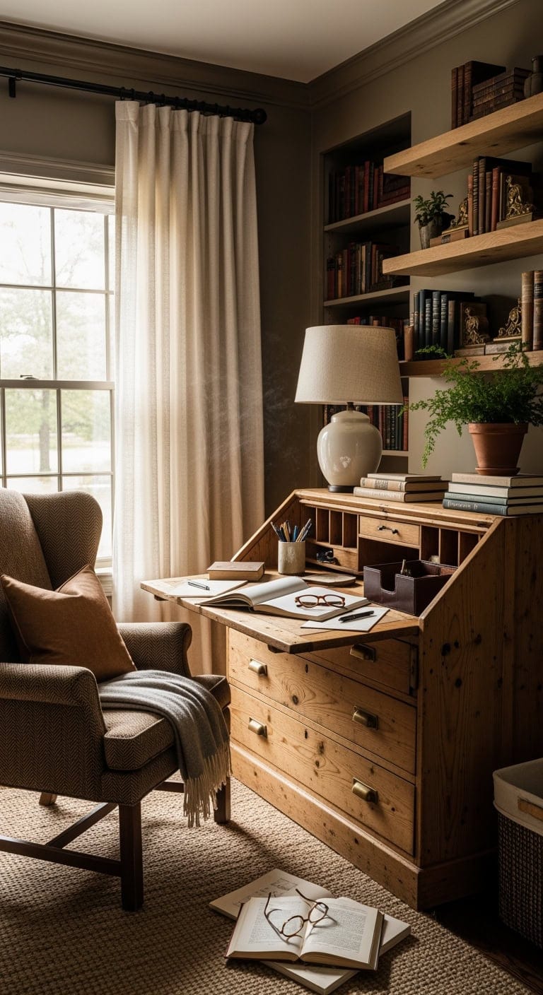 espresso pine tweed reading sanctuary