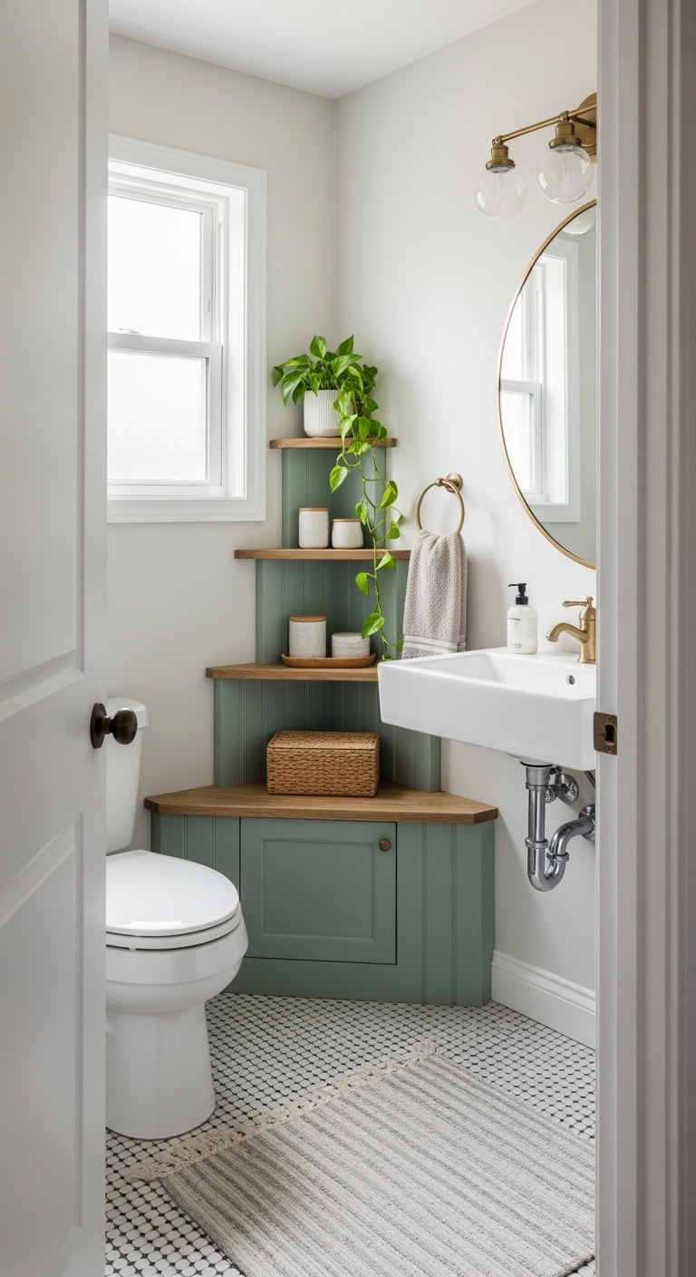 eucalyptus green tiered corner