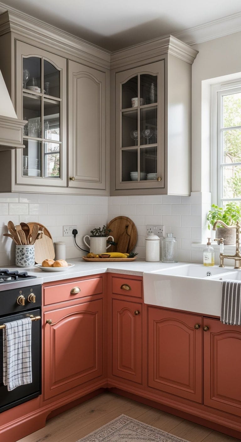 faded coral french kitchen