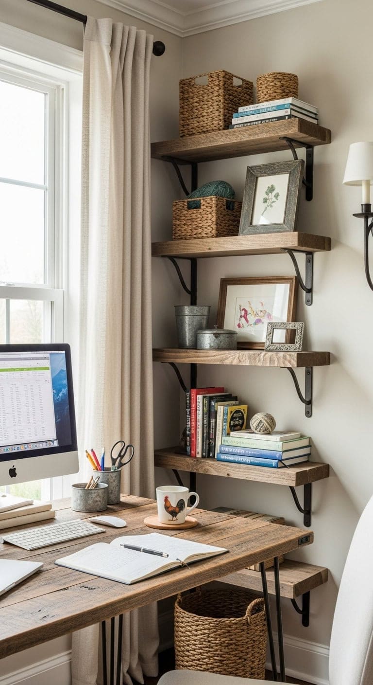 farmhouse floor to ceiling shelving