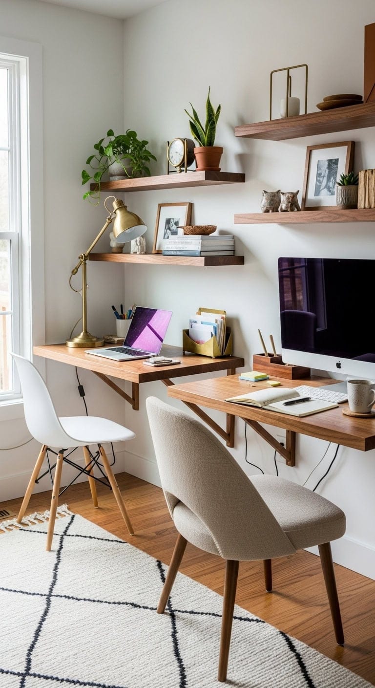 floating desks with mid century flair