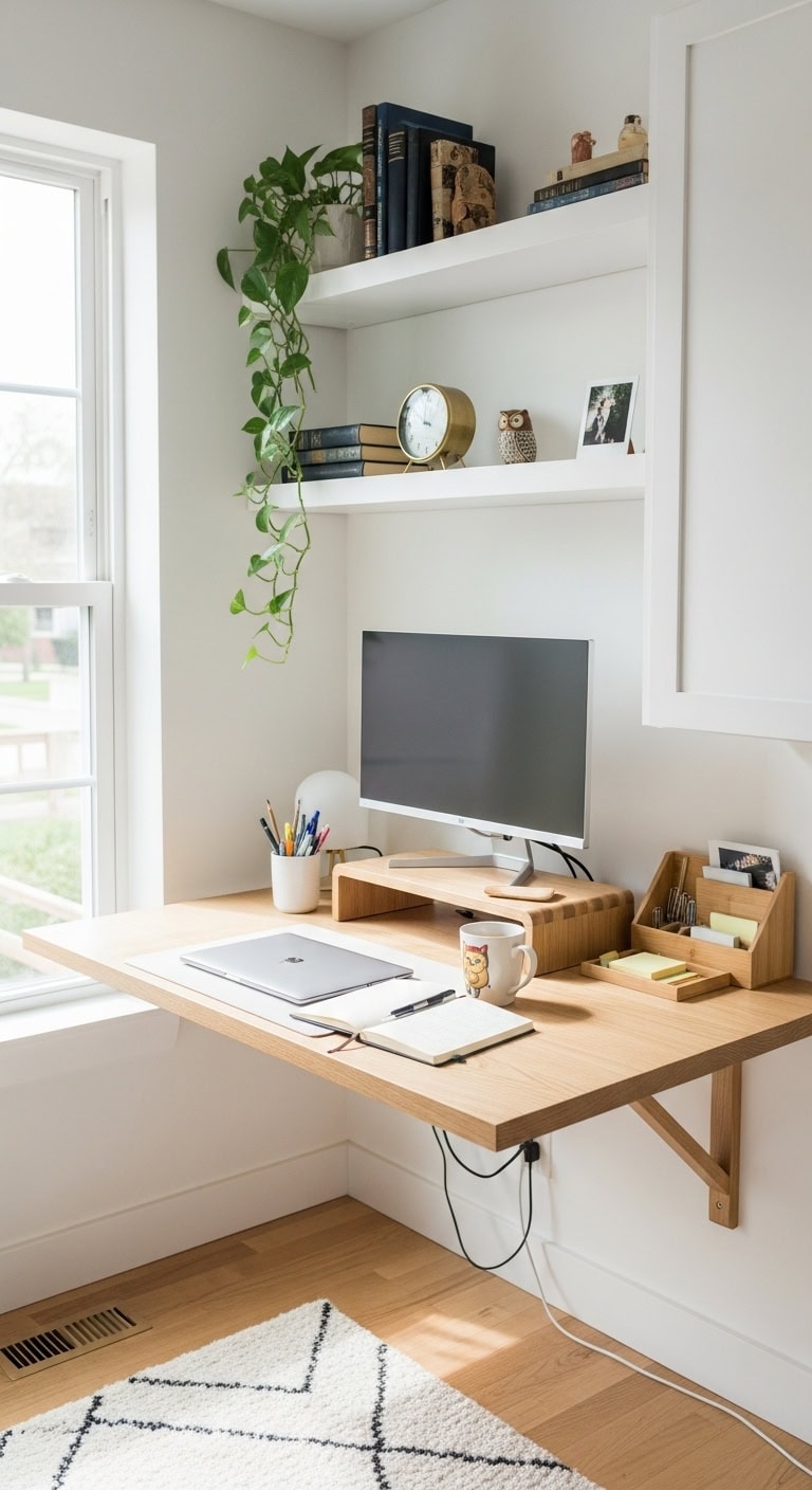 floating minimalist workspace design