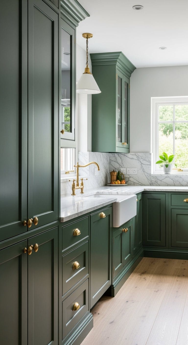 forest green brass marble