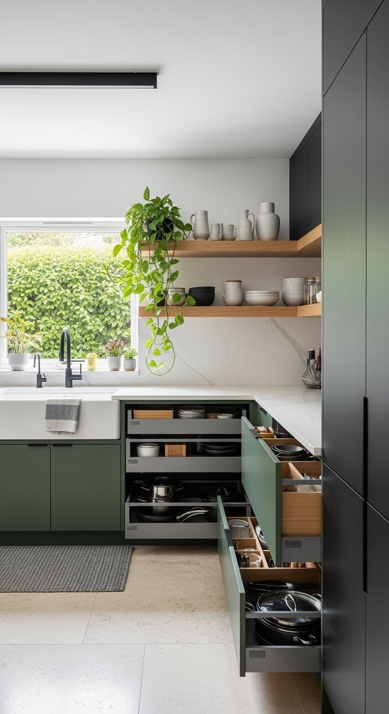 forest green pull out organization