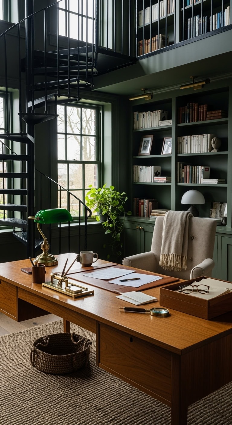 forest green teak library sanctuary