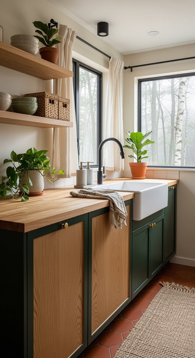 forest green woodland kitchen retreat