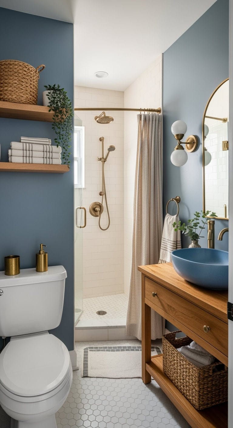 french blue parisian bathroom