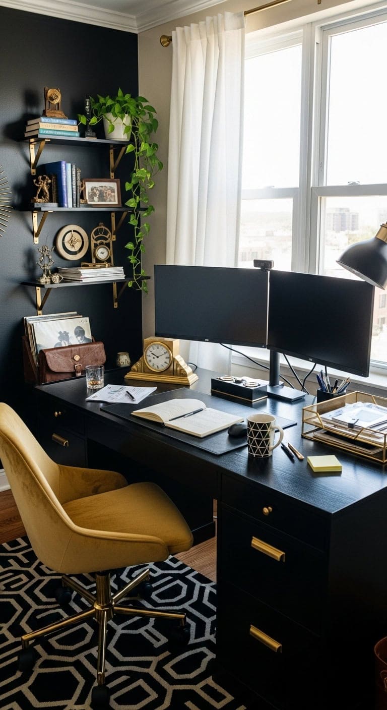 gold black geometric glamour