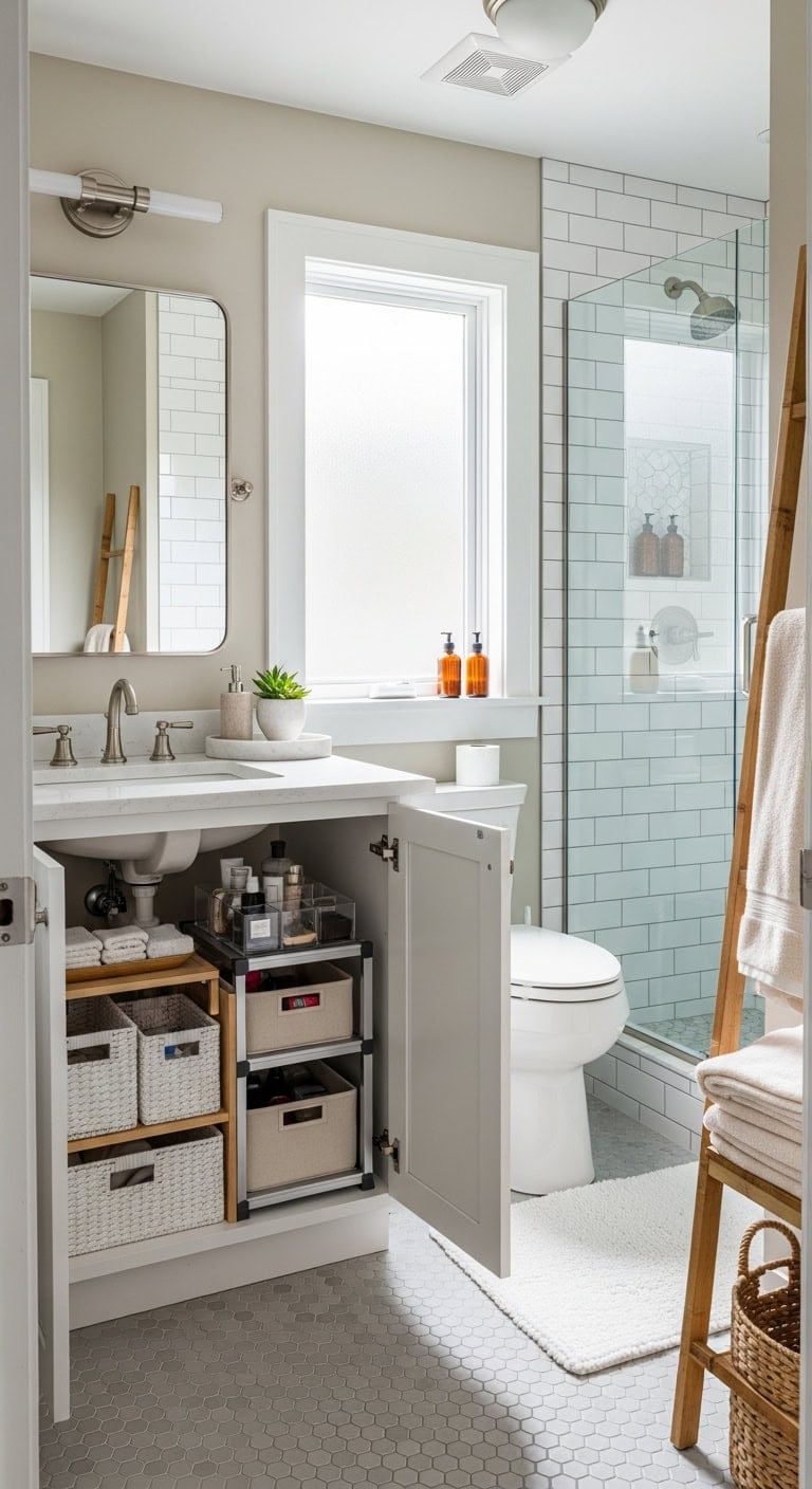 hamptons inspired under sink organization