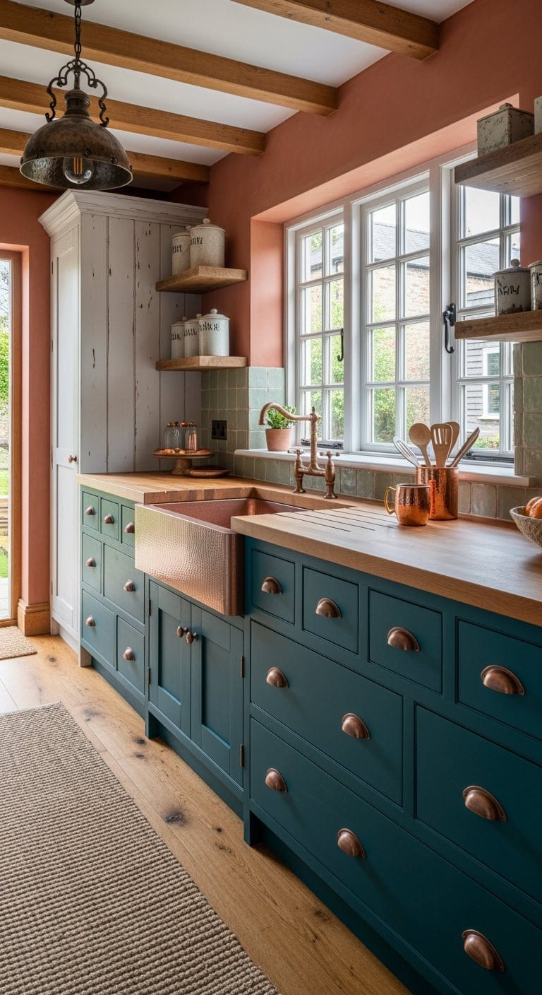 handcrafted teal and copper