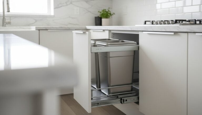 hidden hassle free cabinet trash cans