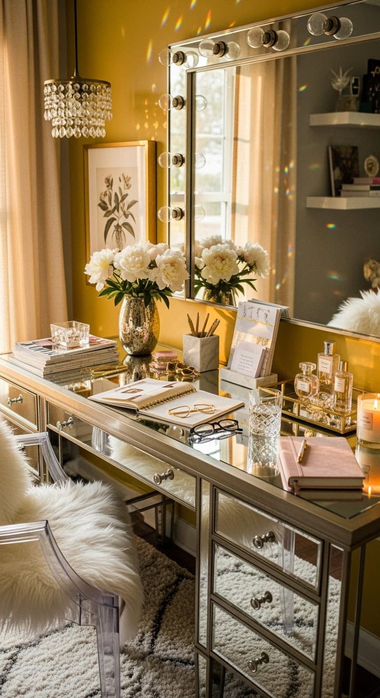 hollywood gold mirrored glamour