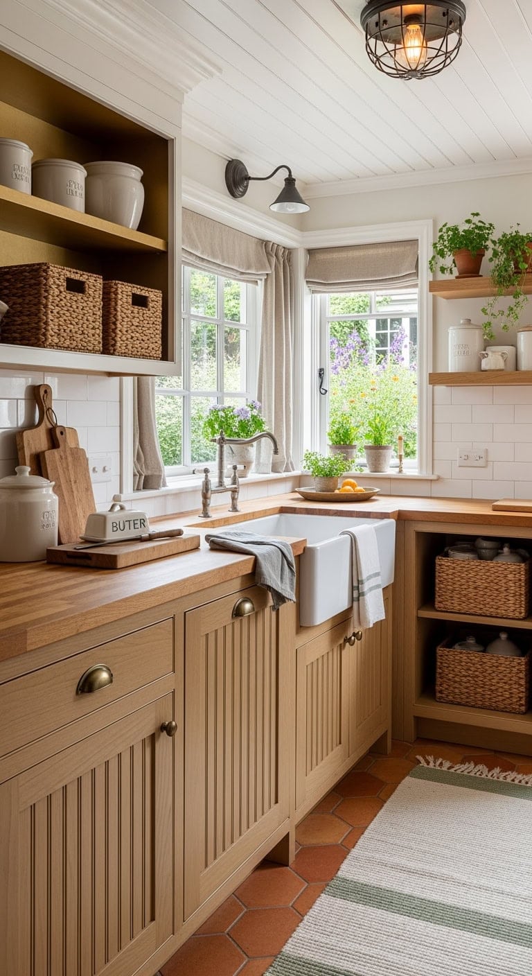honey and cream rustic kitchen