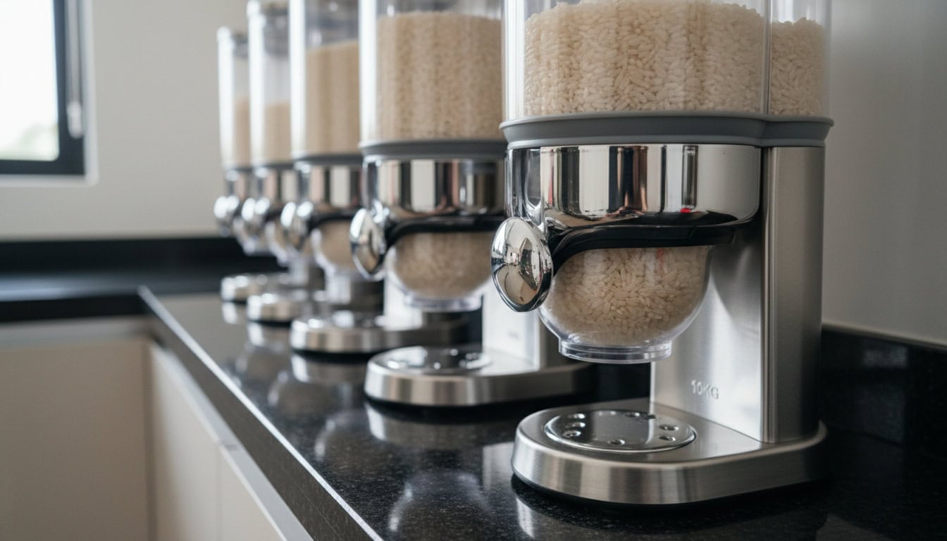 household rice storage and dispensing