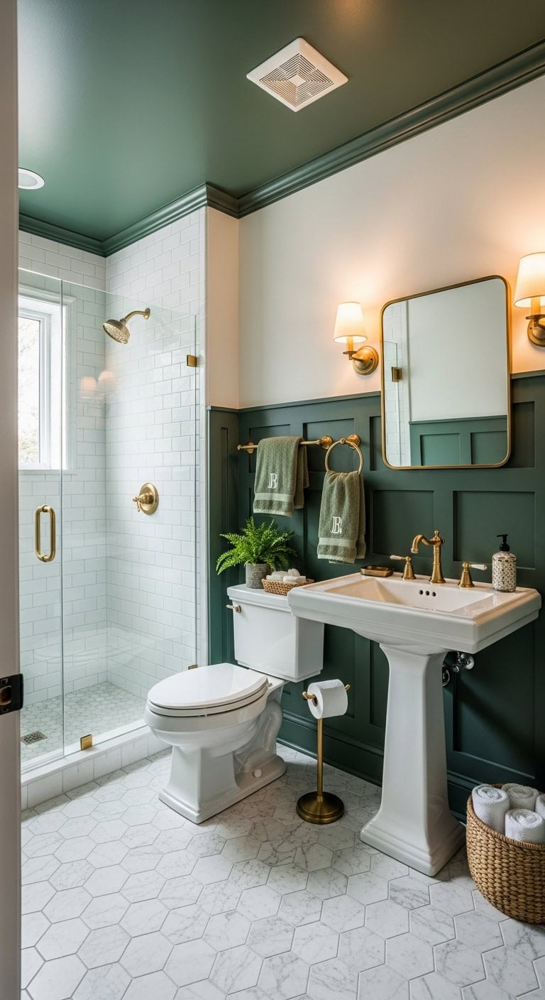 hunter green wainscoting elegance