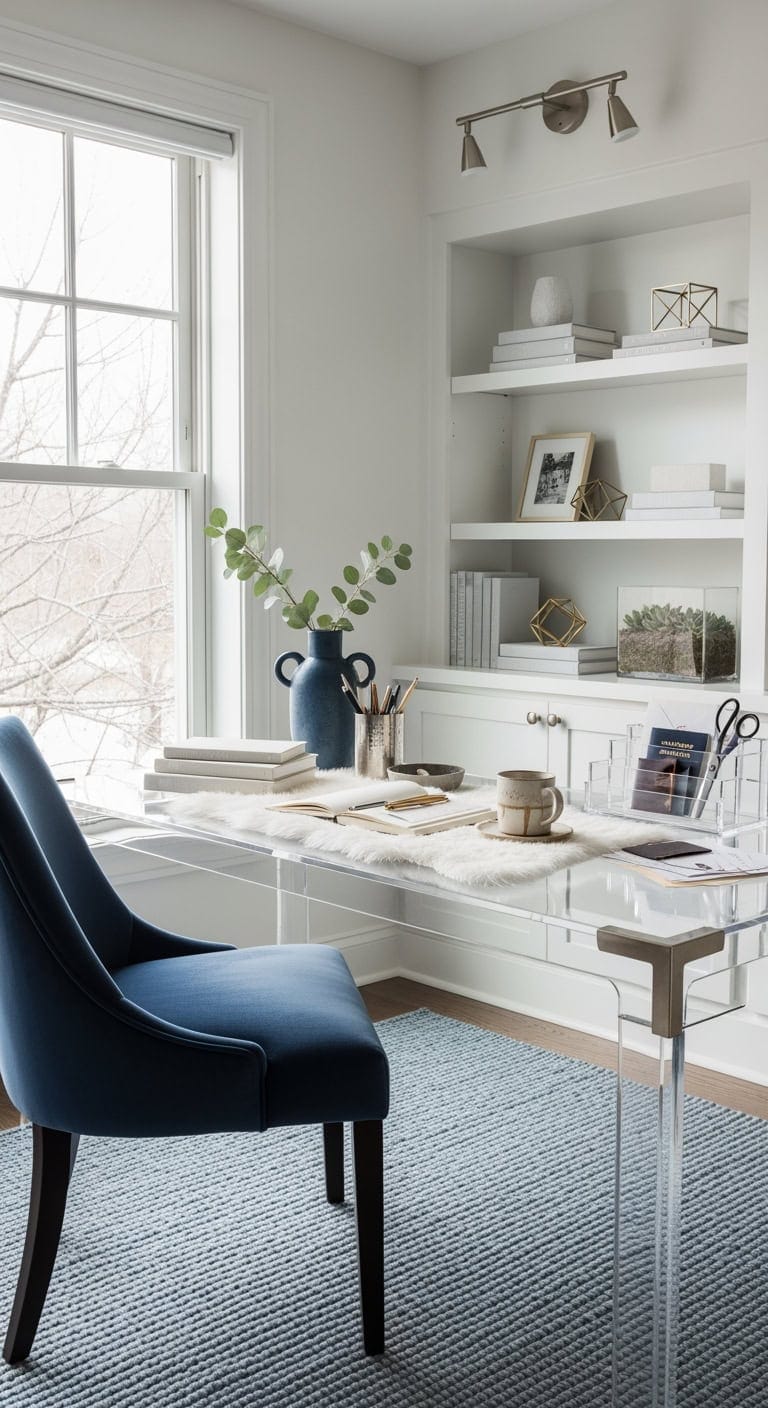 ice white lucite steel blue