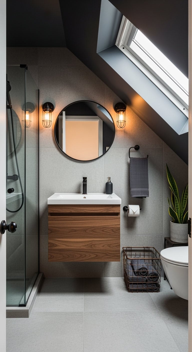 industrial attic bathroom retreat