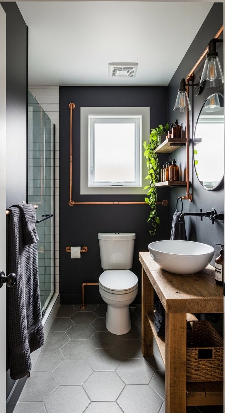 industrial farmhouse plumbing exposed