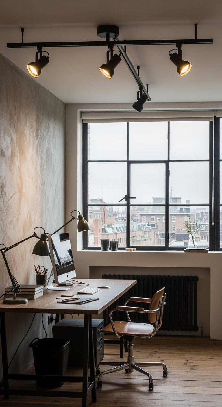 industrial gunmetal concrete workspace