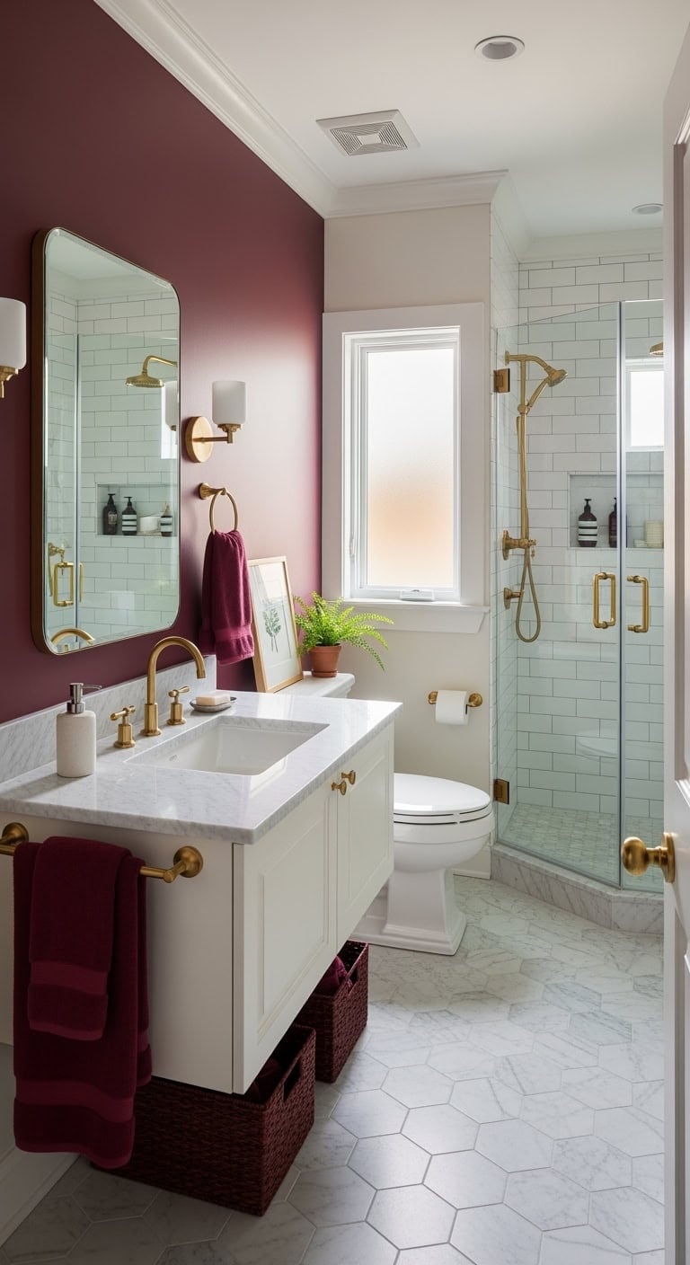 ivory walls burgundy accents