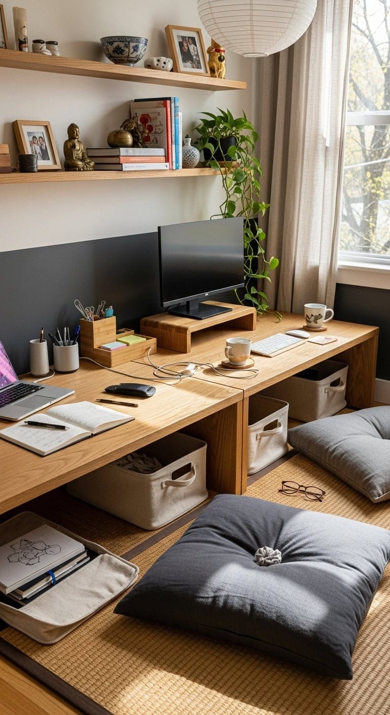 japandi minimalist floor desk