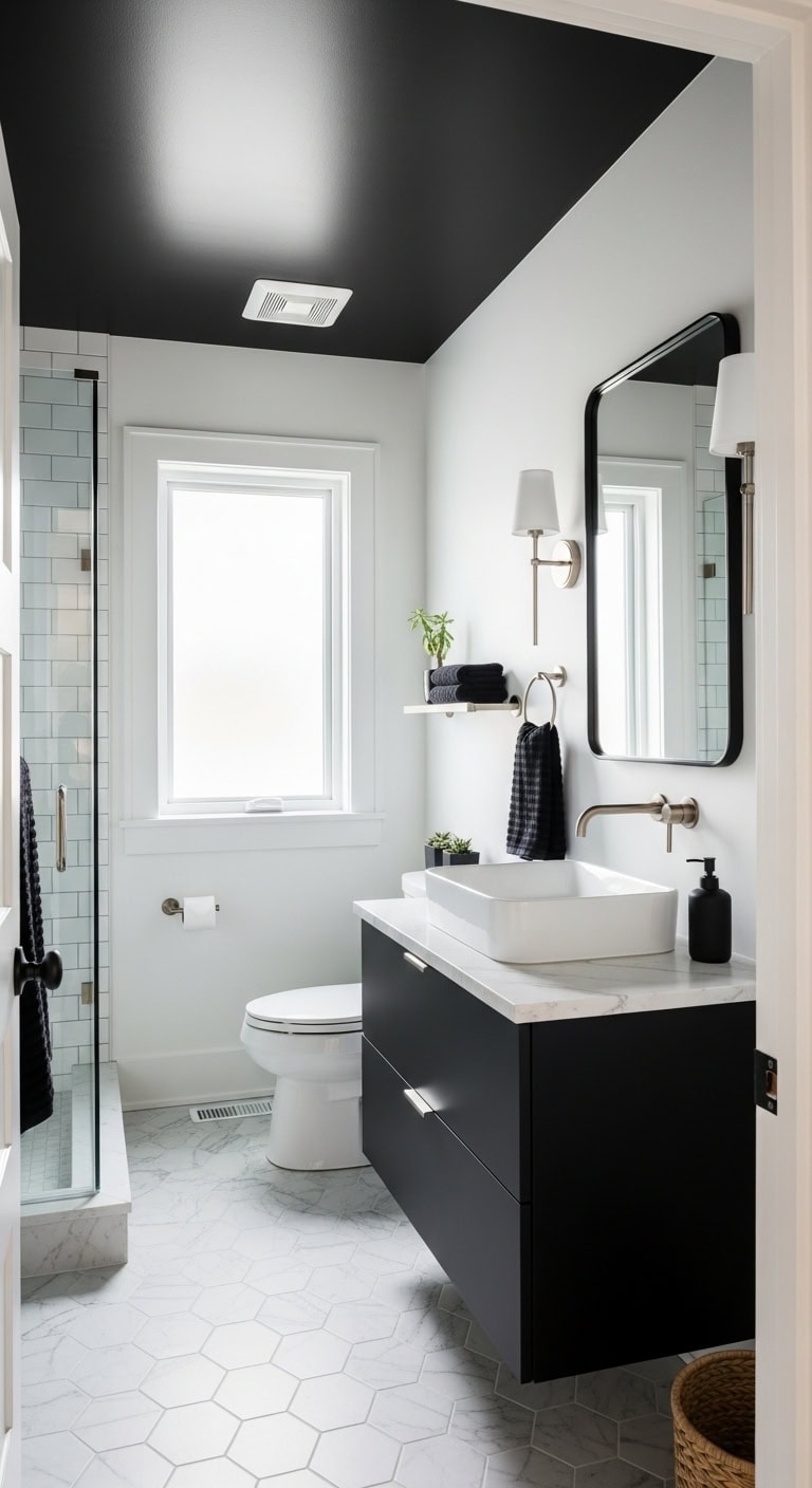 jet black floating vanity