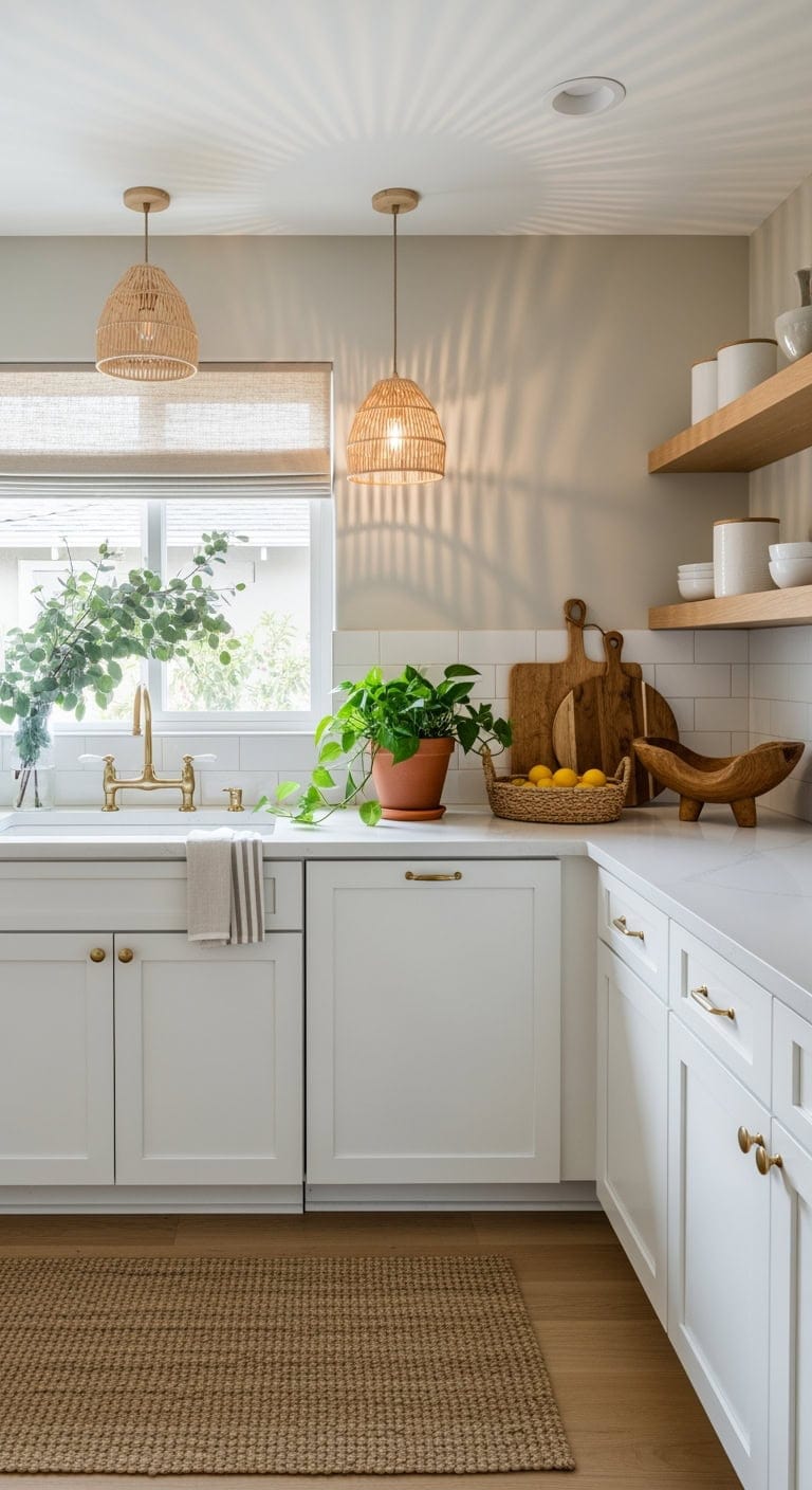 laid back rattan kitchen lighting