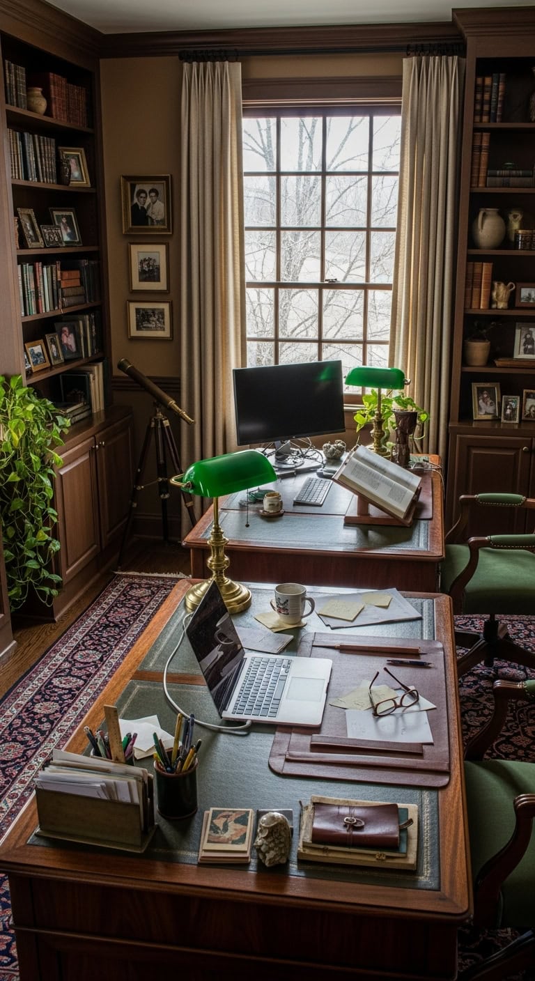 mahogany and hunter green elegance