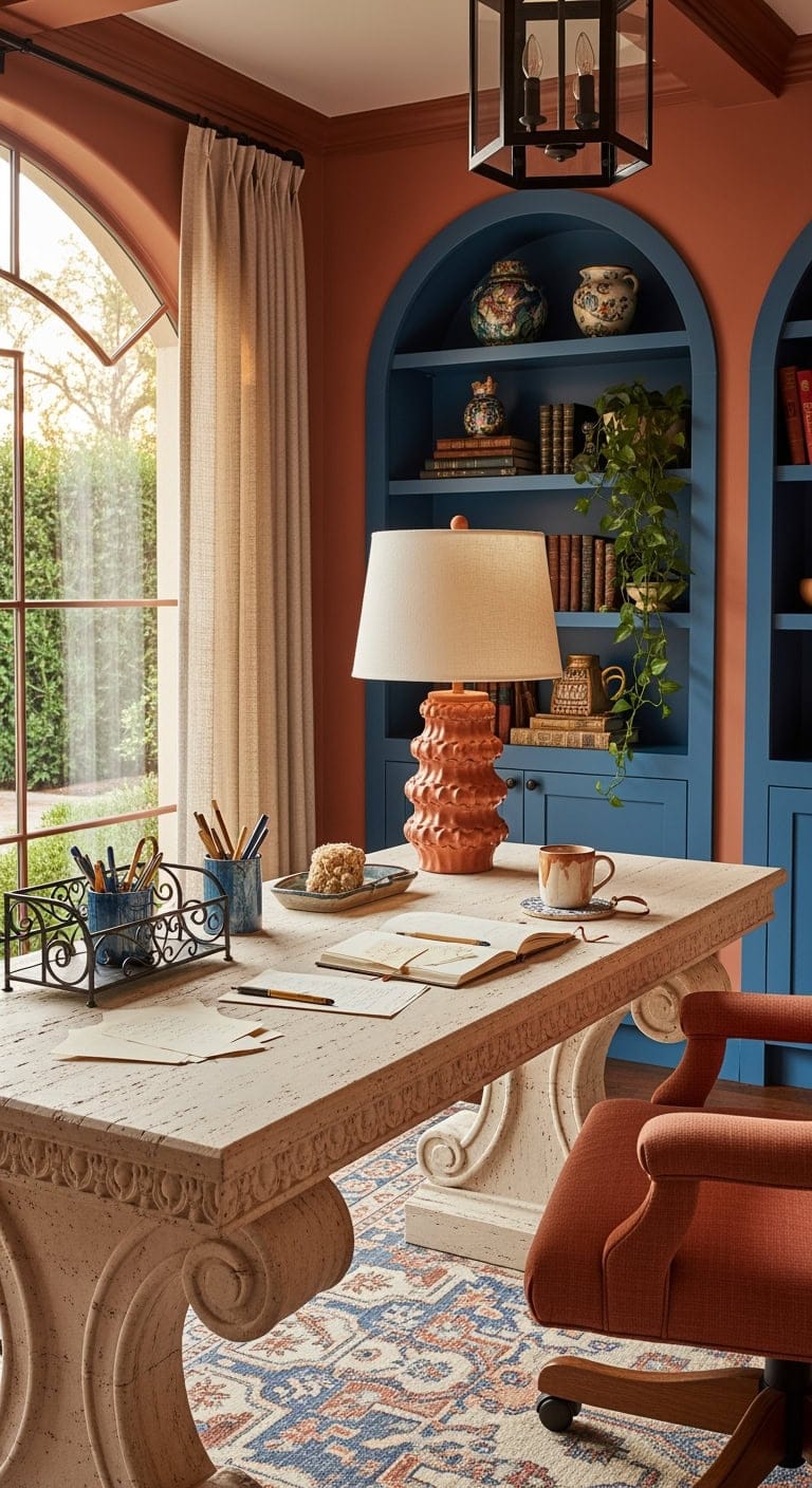 mediterranean terracotta azure workspace