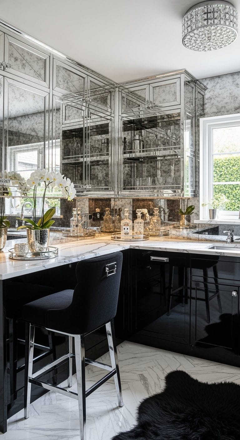 midnight black mirrored glamour