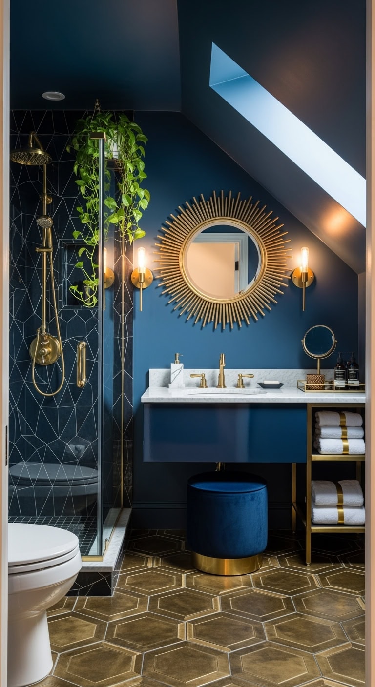 midnight blue art deco glamour