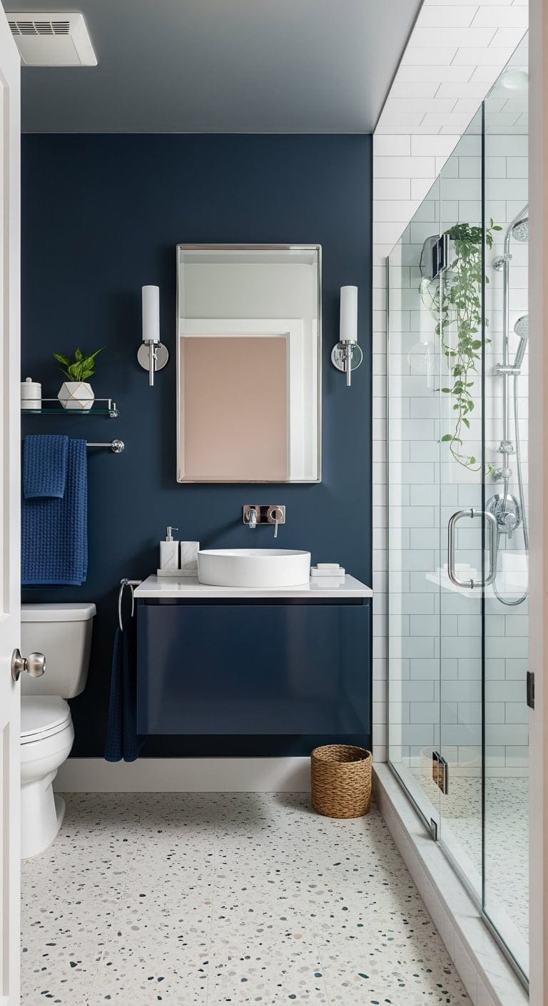 midnight blue chrome terrazzo