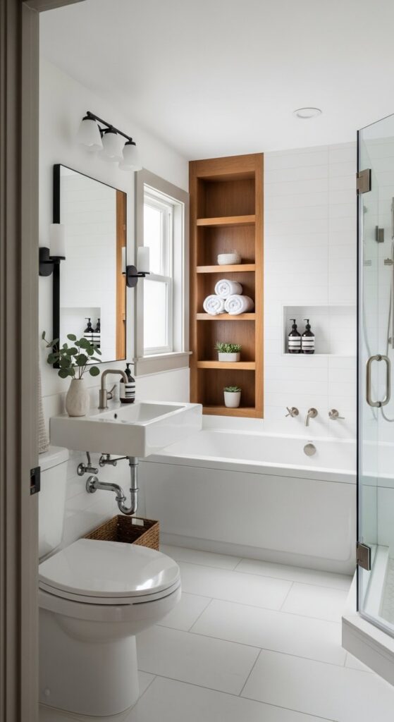 23 Small Bathroom Ideas With Tub for Relaxing in Tight Spaces