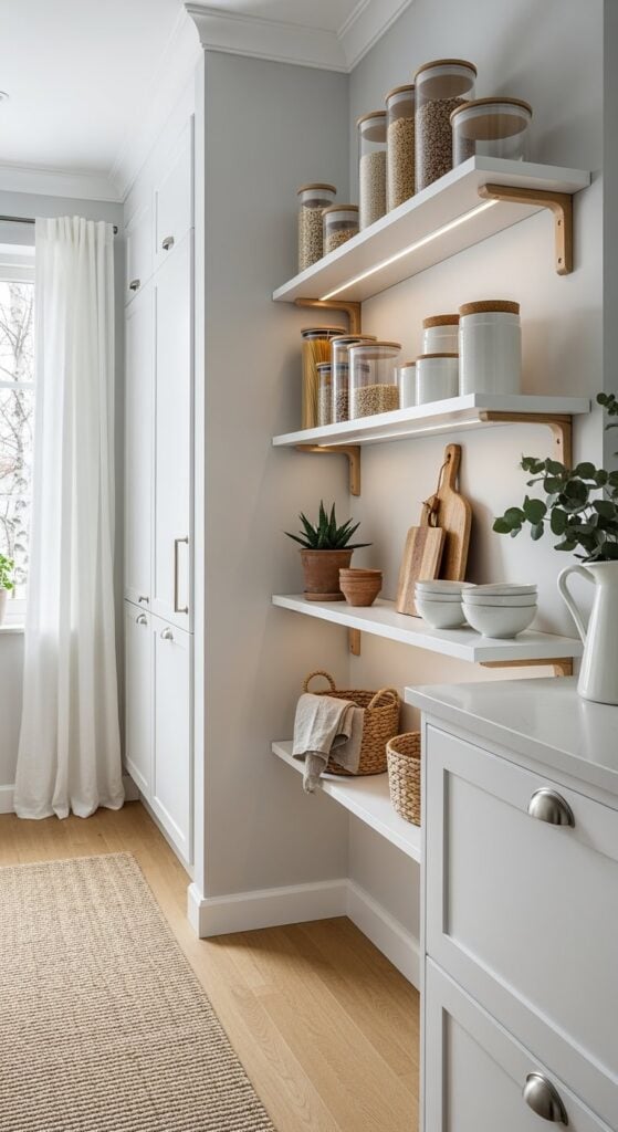 Beautiful view of Prep Kitchen Pantry Scandinavian Modern Apartment Interior