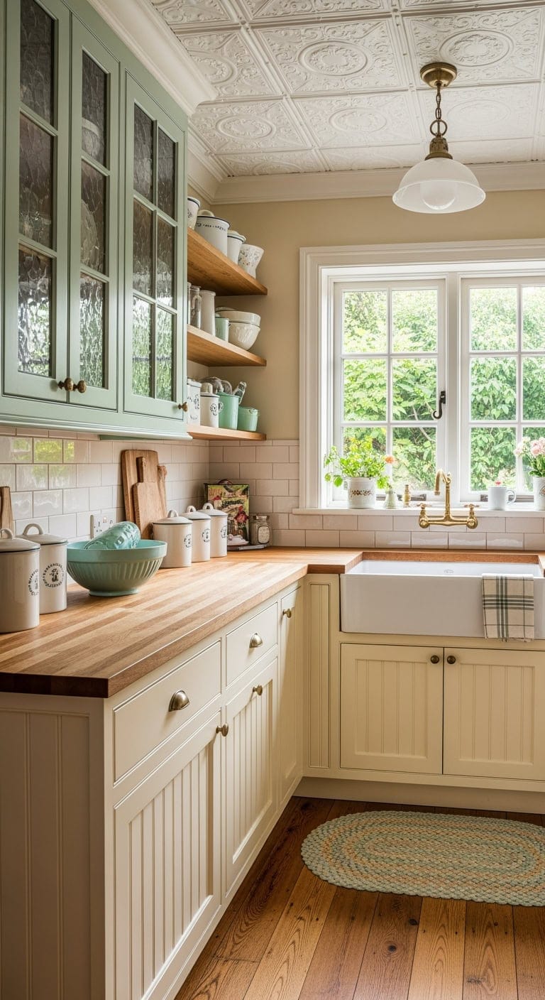 mint green creamy yellow farmhouse