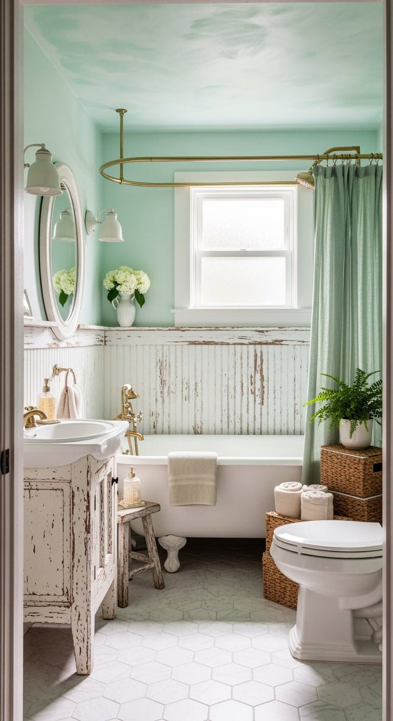mint green shabby chic bathroom