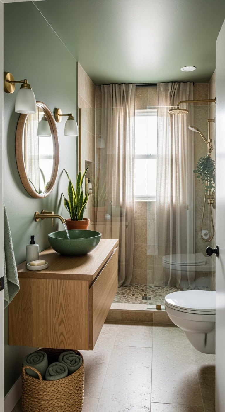 moss green zen bathroom