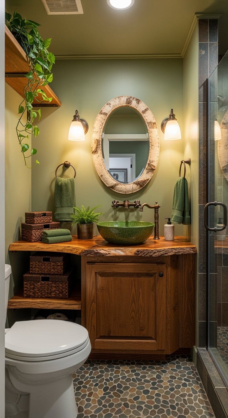mossy woodland rustic bathroom