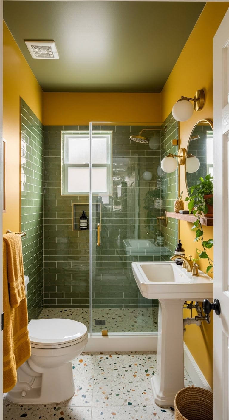 mustard olive ceramic retrobath