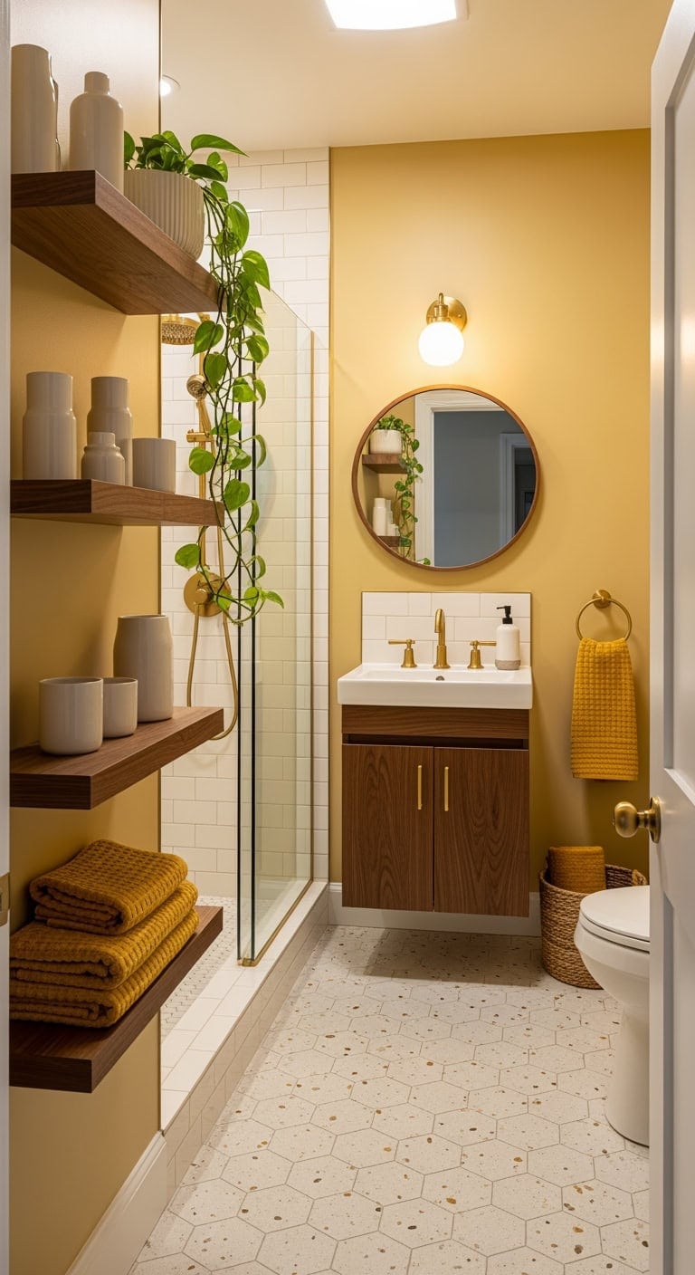 mustard walnut mid century retreat