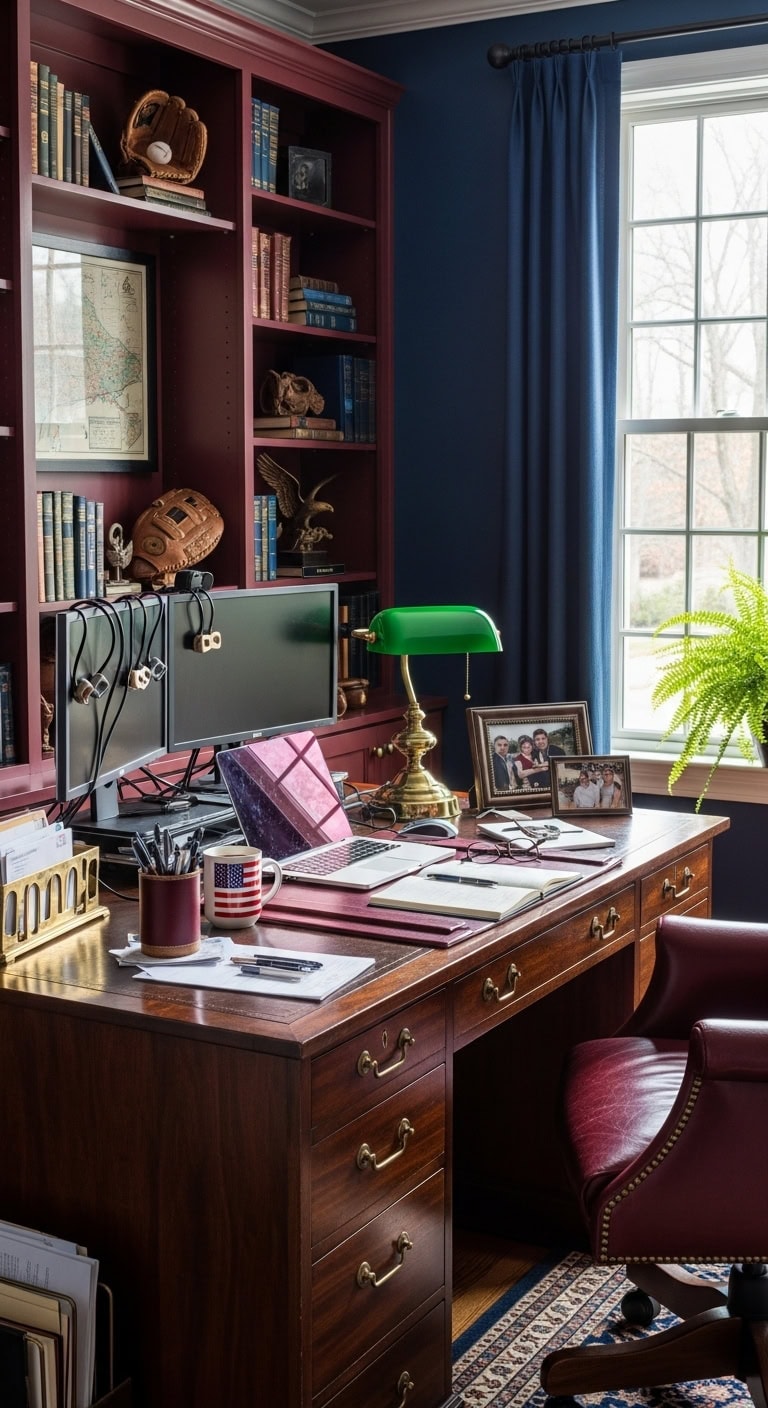 navy and burgundy elegance