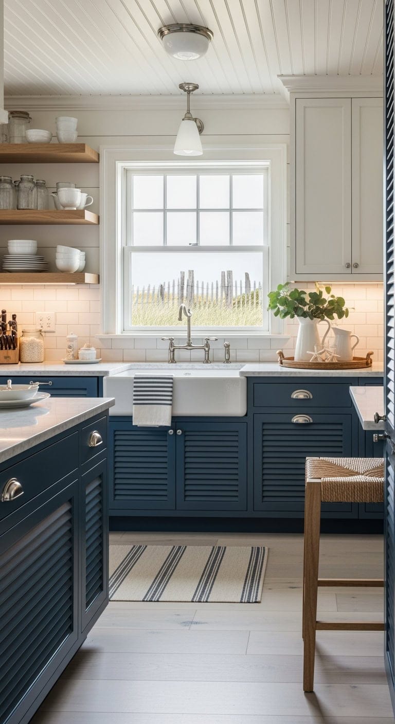 navy and cream cape cod