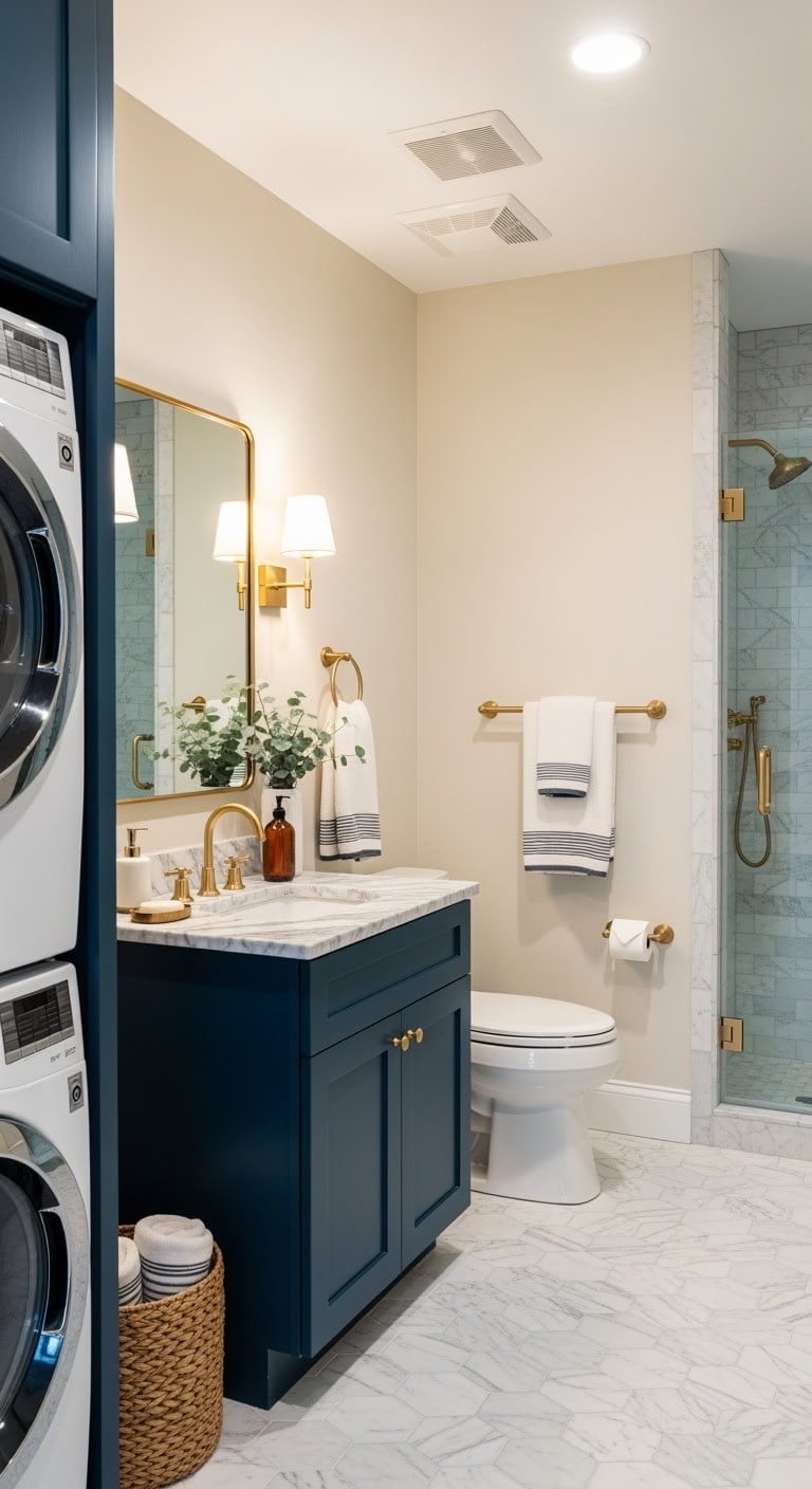 navy brass marble transitional