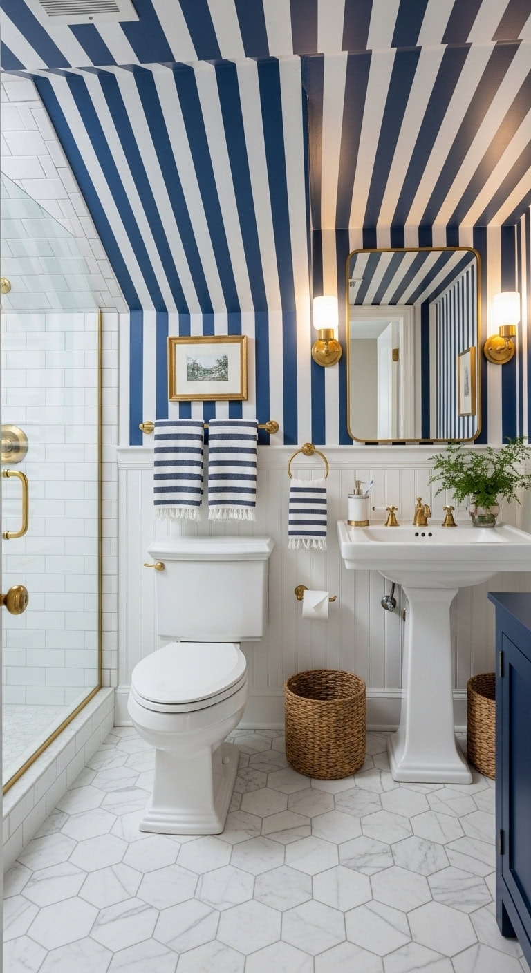 navy white striped sophistication