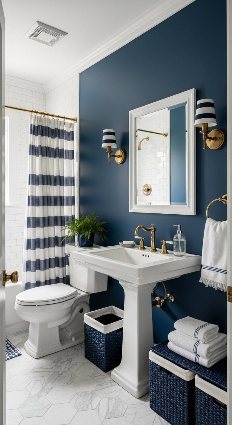 navy white striped sophistication