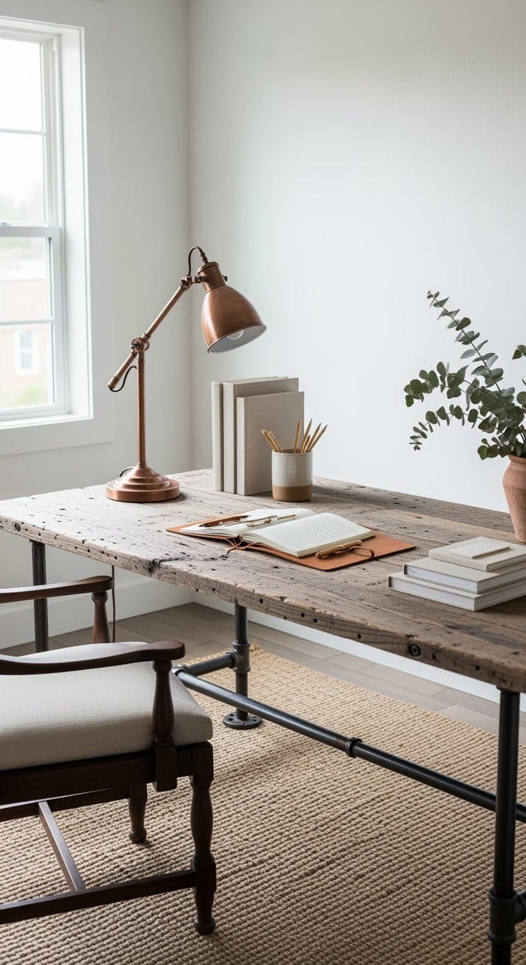 oatmeal rustic reclaimed workspace