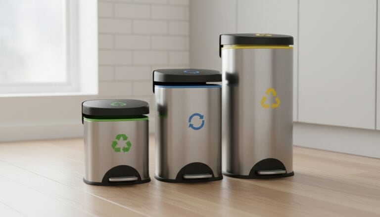 organizing trash and recycling bins