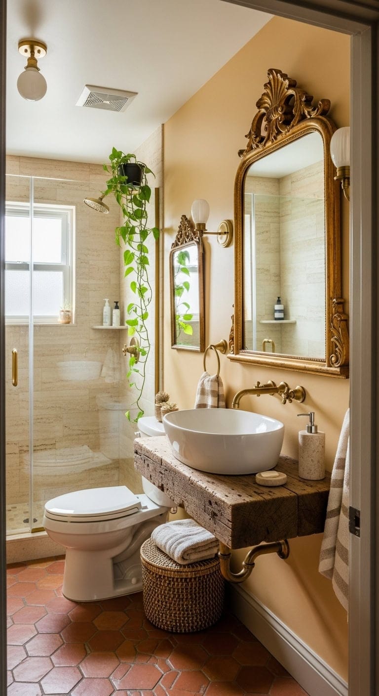 ornate gold mirrors expand space