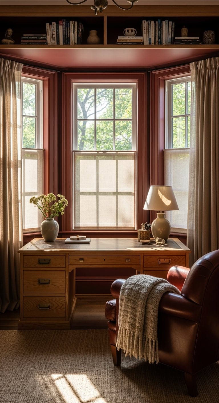 oxblood bay window library