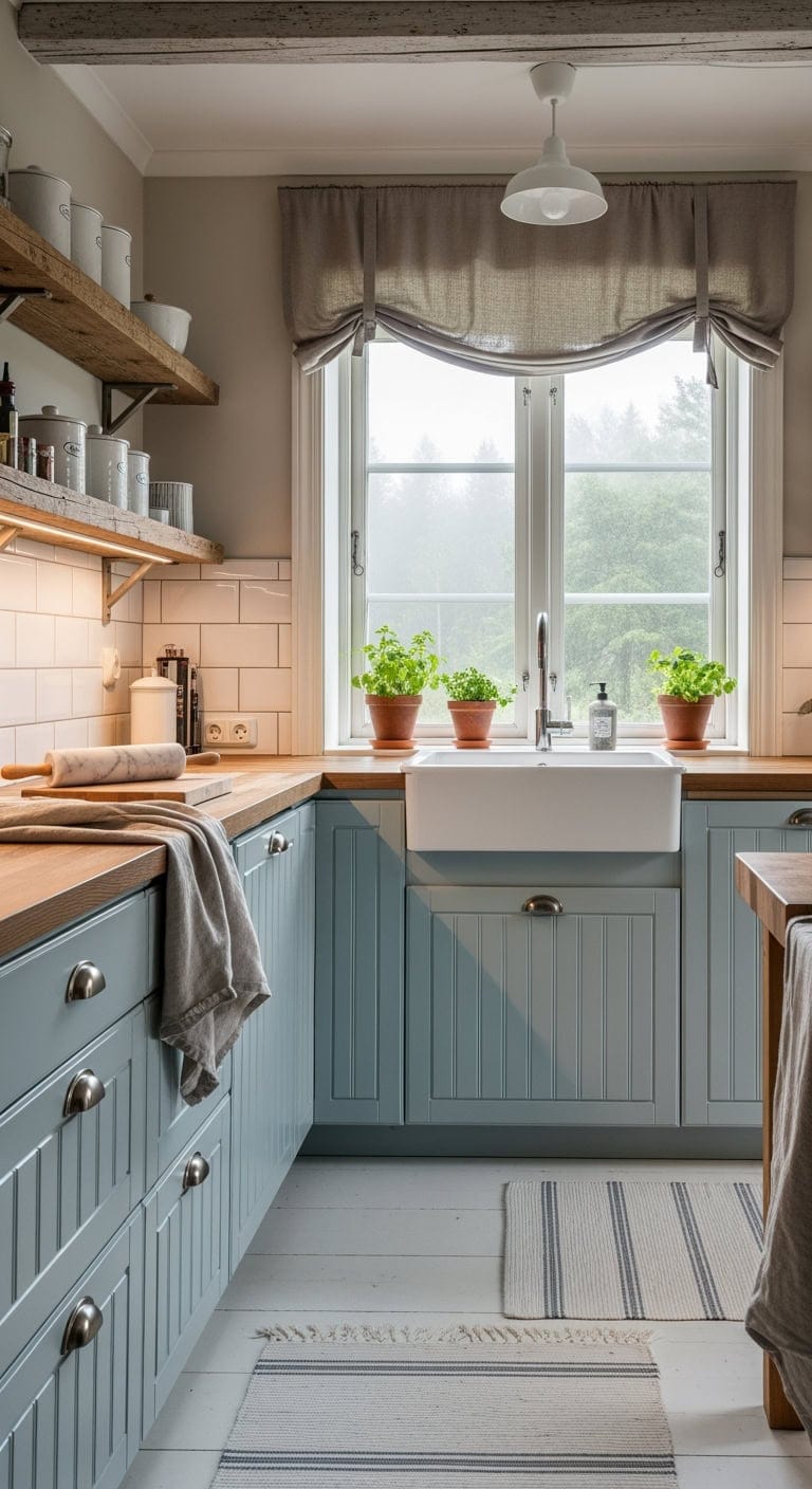 pale blue scandinavian kitchen serenity